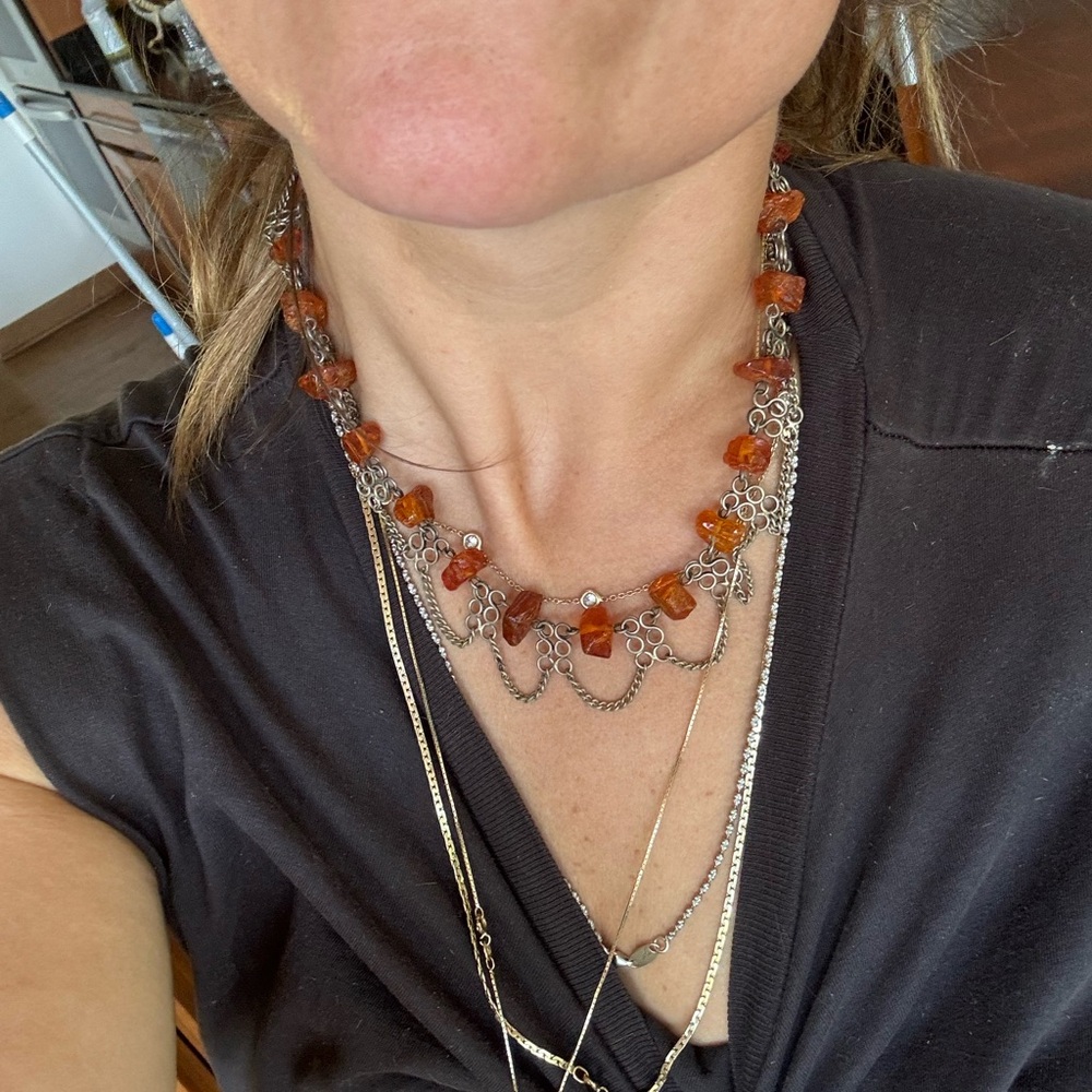 Vintage Raw Amber Necklace Chocker Boho STUNNING